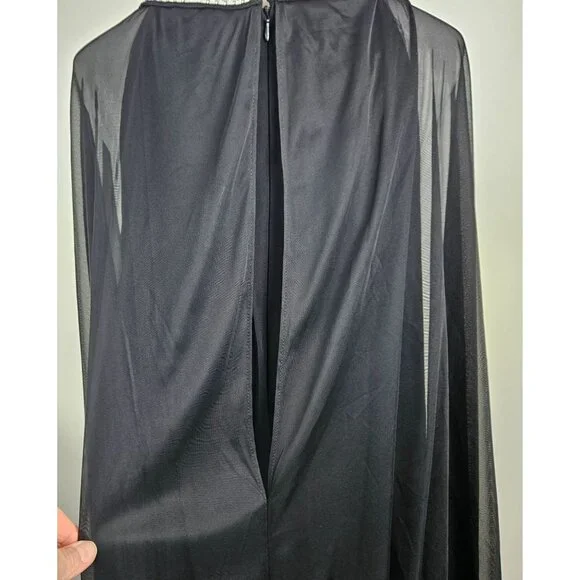 R&M Richards Womens Elegant Dress Plus 20W Black Sheer Capelet Evening Cocktail - Picture 10 of 16
